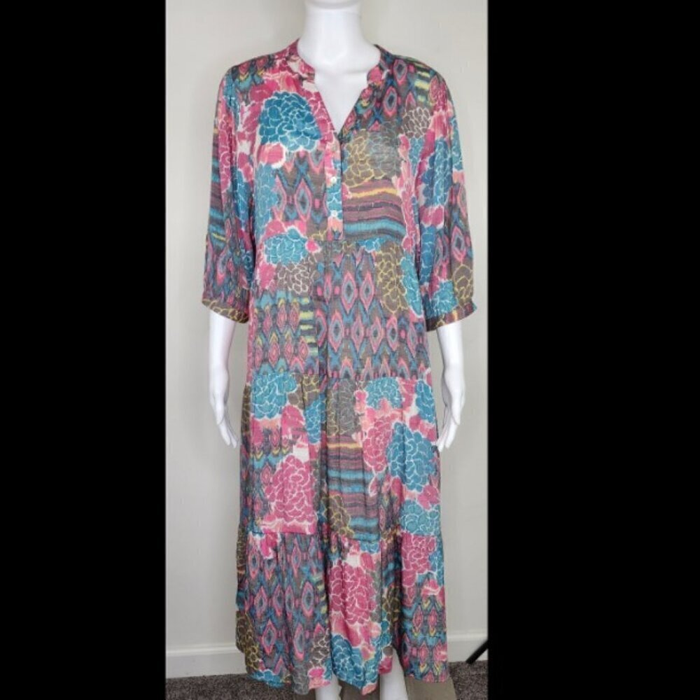 Anthropologie Figueroa and Flower Tiered Dress Floral Boho Size Medium